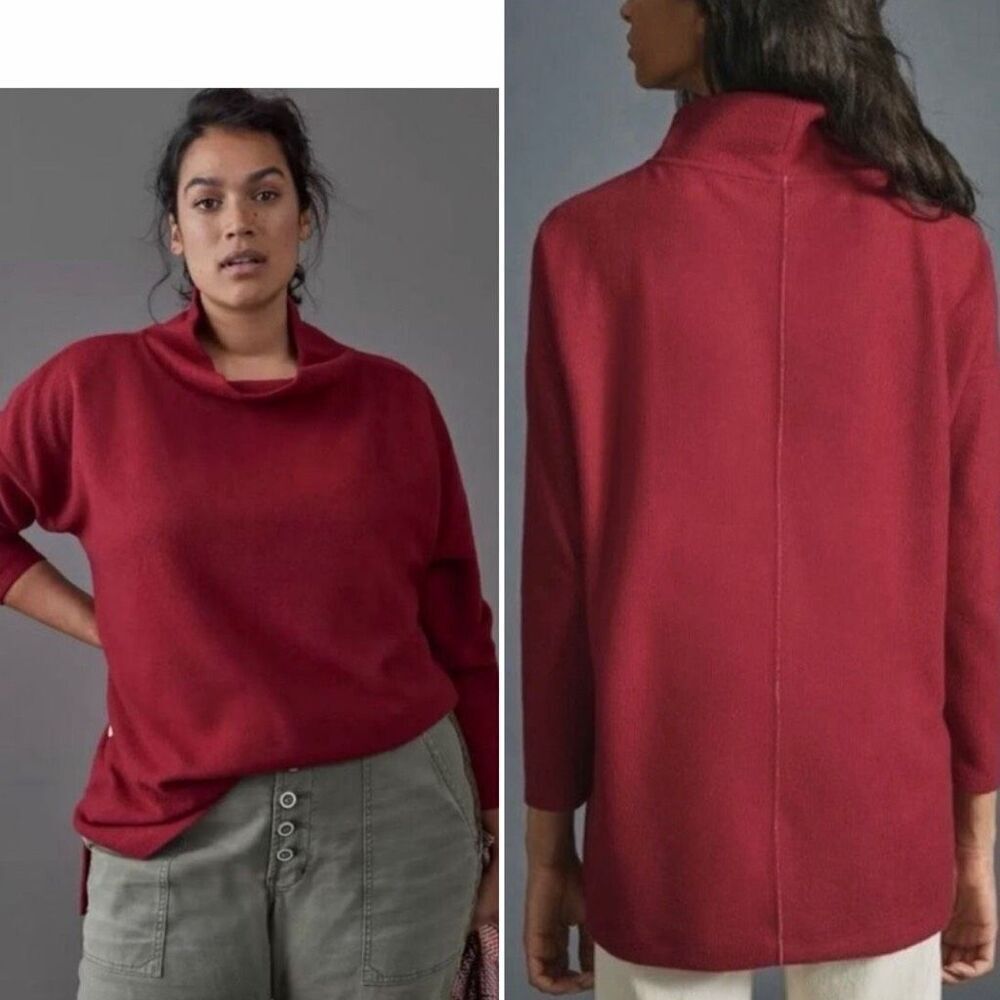 ANTHROPOLOGIE Raspberry Red Theresa Tunic Sweater-M